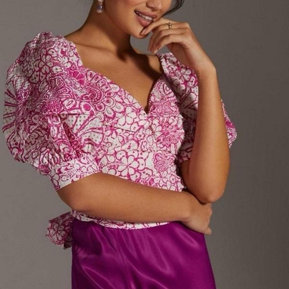 Anthropologie Pink Patterned Blouse